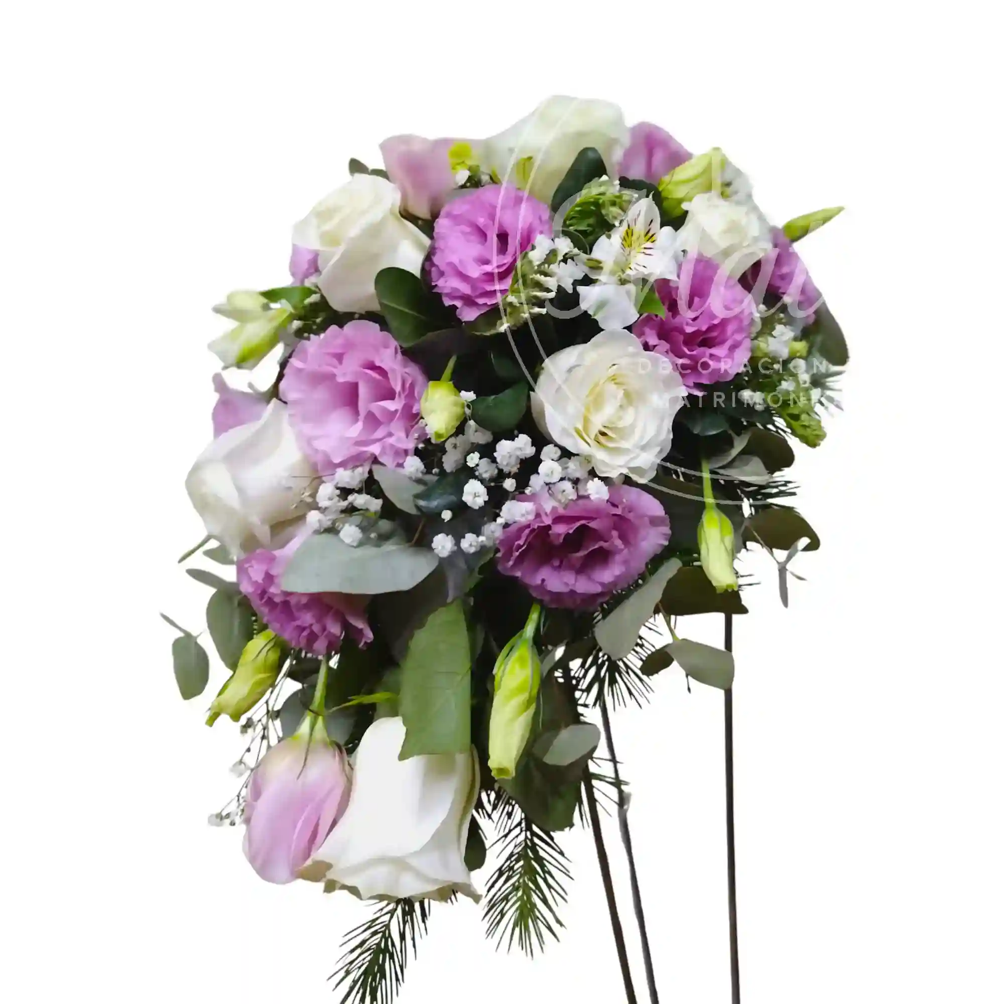 Ramo de Novia Cascada de Lisianthus Rosados y Lisianthus Blancos 2