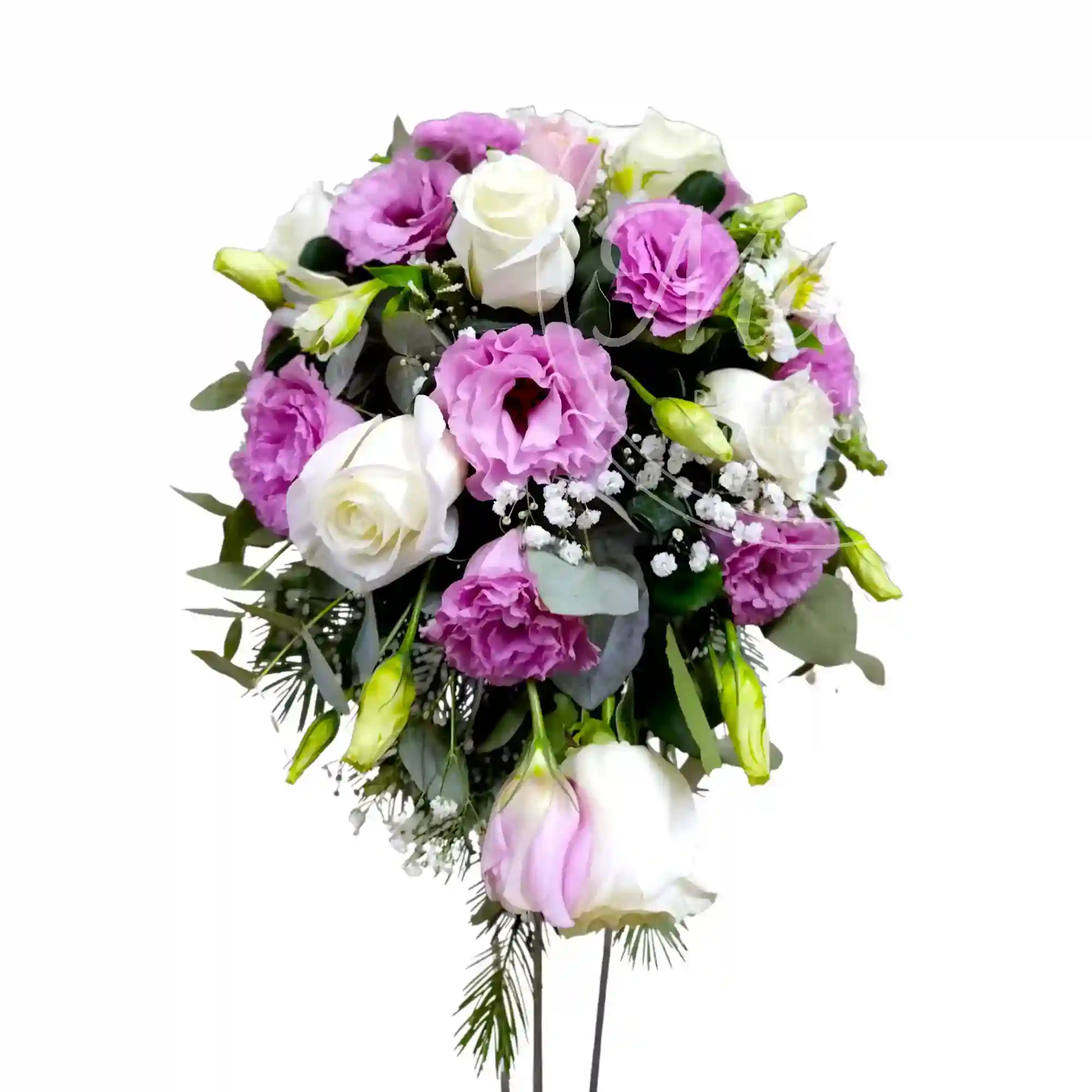Ramo de Novia Cascada de Lisianthus Rosados y Lisianthus Blancos 3