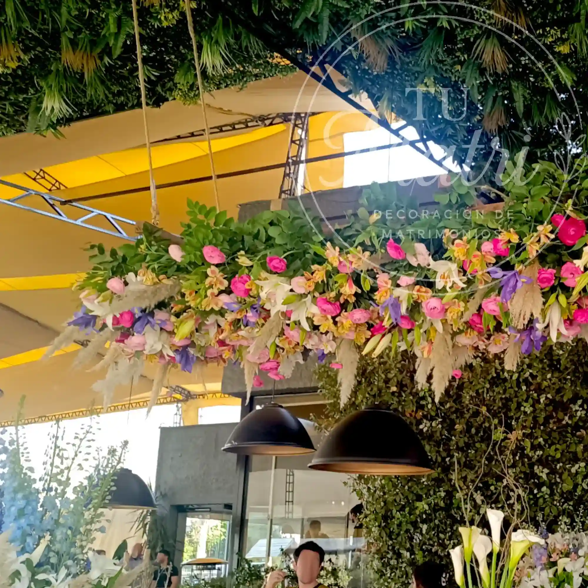 Colgante Grande de Flores Pastel y Flores Secas 2