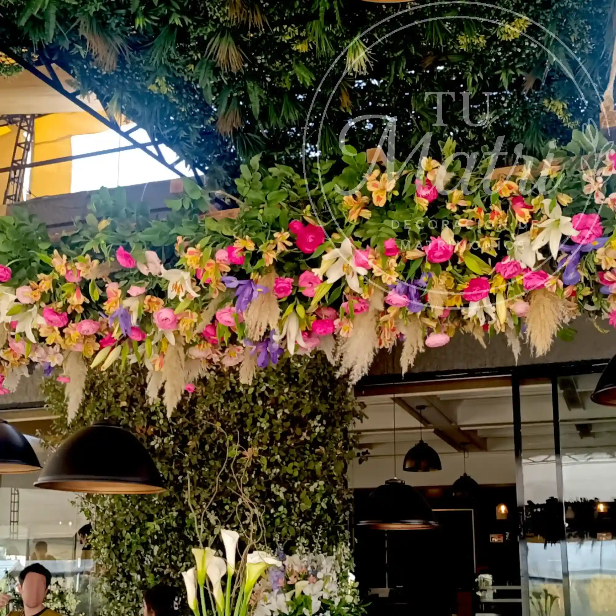 Colgante Grande de Flores Pastel y Flores Secas 3